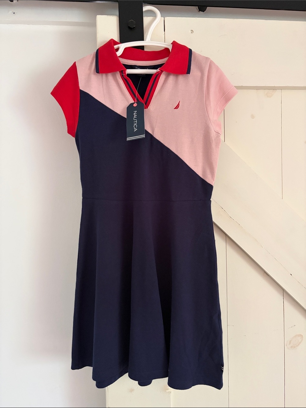 Nautica Navy, Pink & Red Colorblock Polo Dress